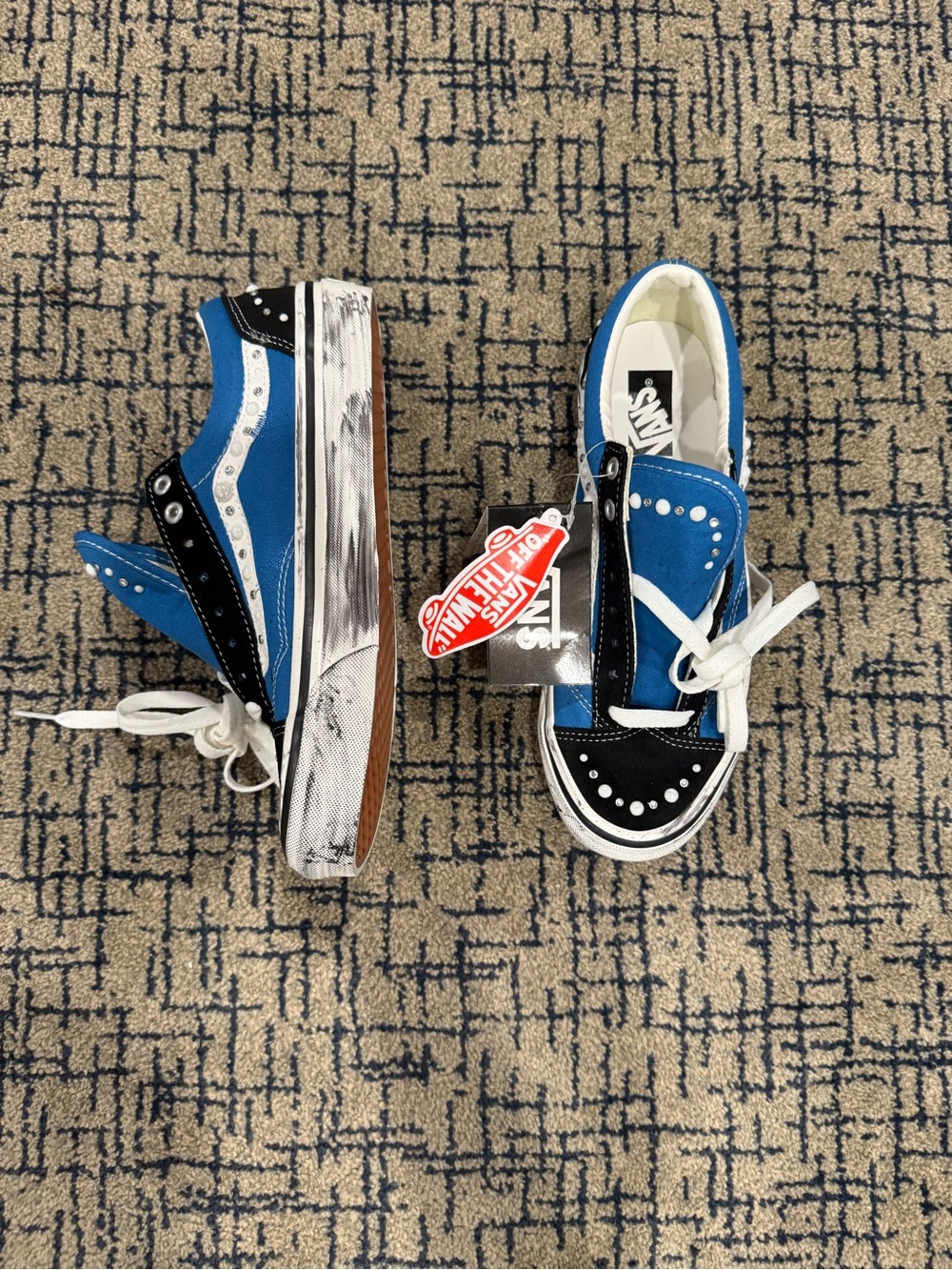 Vans Kids Blue, Black & White Two-Tone Skate Sneakers
